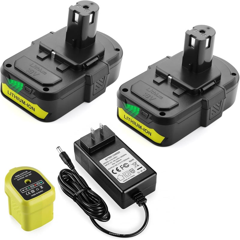 Powilling 2Pack P102 3.5Ah Replacement for Ryobi 18V Battery and P119 Charger Combo Compatible with Ryobi 18 Volt Battery P103 P104 P105 P107 P109 P190 P191 P122 Cordless Tool - Image 1